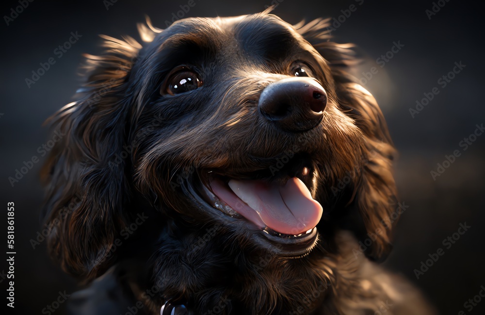 portrait of a smiling happy dog, generative ai
