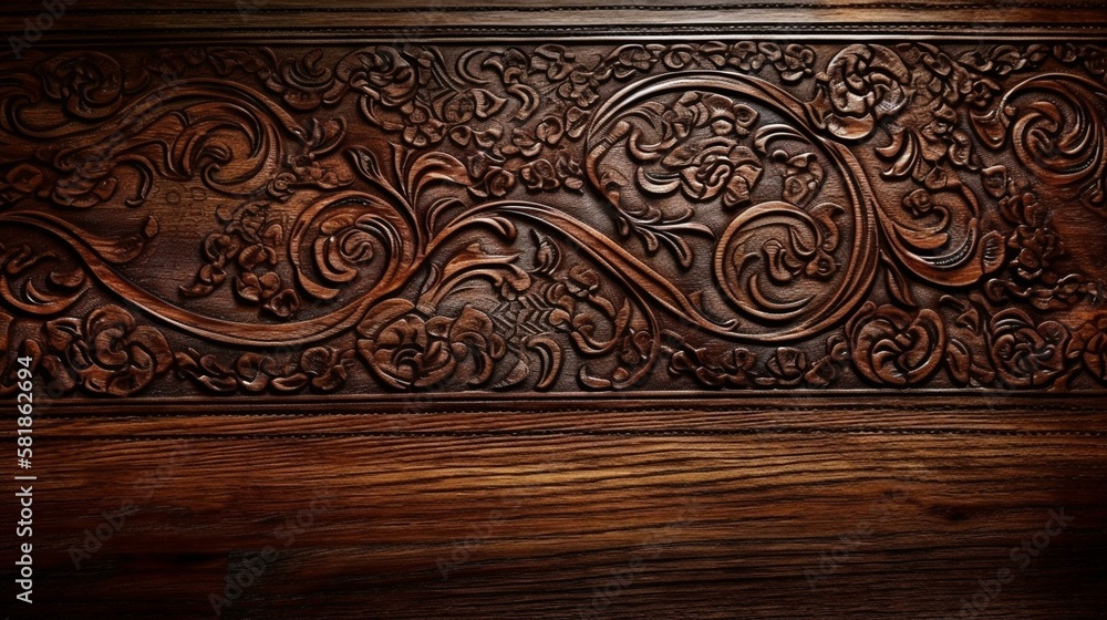 A dark and rich mahogany wood texture with intricate patterns Generative AI