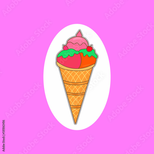 ice cream cone with cherry 