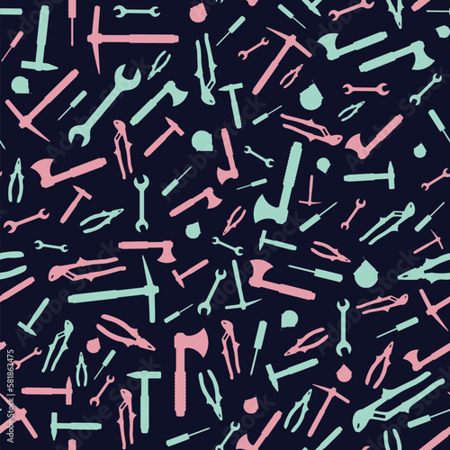 Working tools Illustration background. Vector seamless pattern.