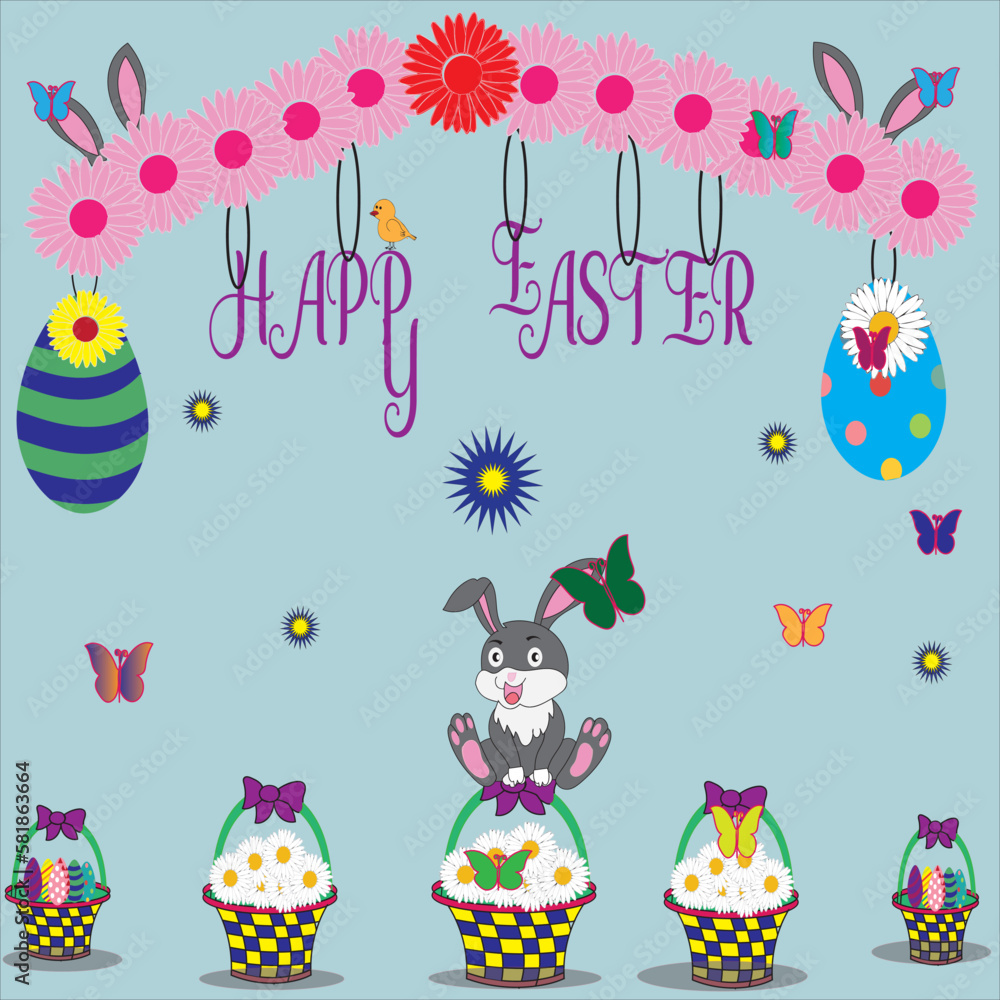 Happy Easter Festival Celebration Handsketch Vector Illustration Design