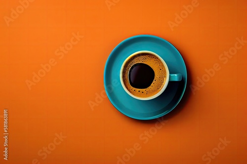 Elegant Coffee Cup On Orange Surface With Copy Space Generative AI