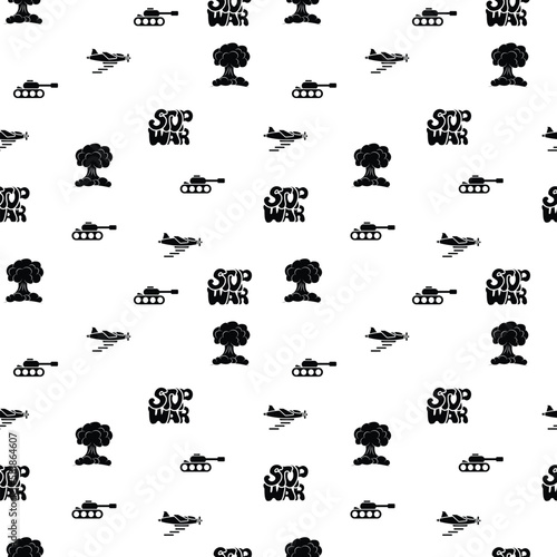 STOP WAR - vector seamless pattern of inscription doodle handwritten on theme of world peace. Anti-war background