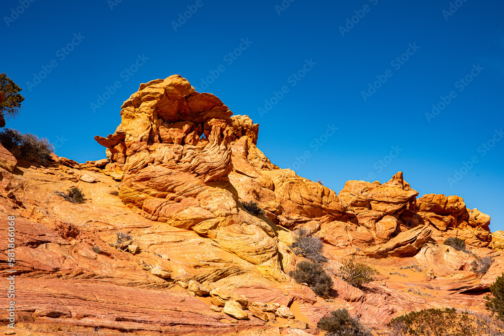 Fototapeta premium Multicolored sandstone formation located in Coyotes Butte South, Vermilion Cliffs National Monument
