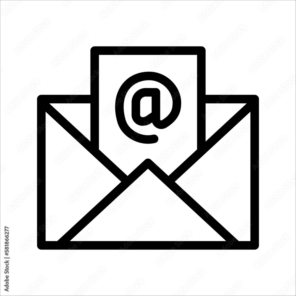 Outline of email icons on a white background. Open the pictogram envelope. Line letter symbol for website design, mobile app, ui. Vector illustration. eps10 Outline of email icons on a white background. Open the pictogram envelope. Line letter symbol for website design, mobile app, ui. Vector illustration. eps10
