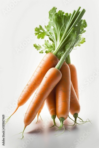 carottes en bottes, sur fond blanc, isolé, ingrédients recette, illustration ia générative 2 photo