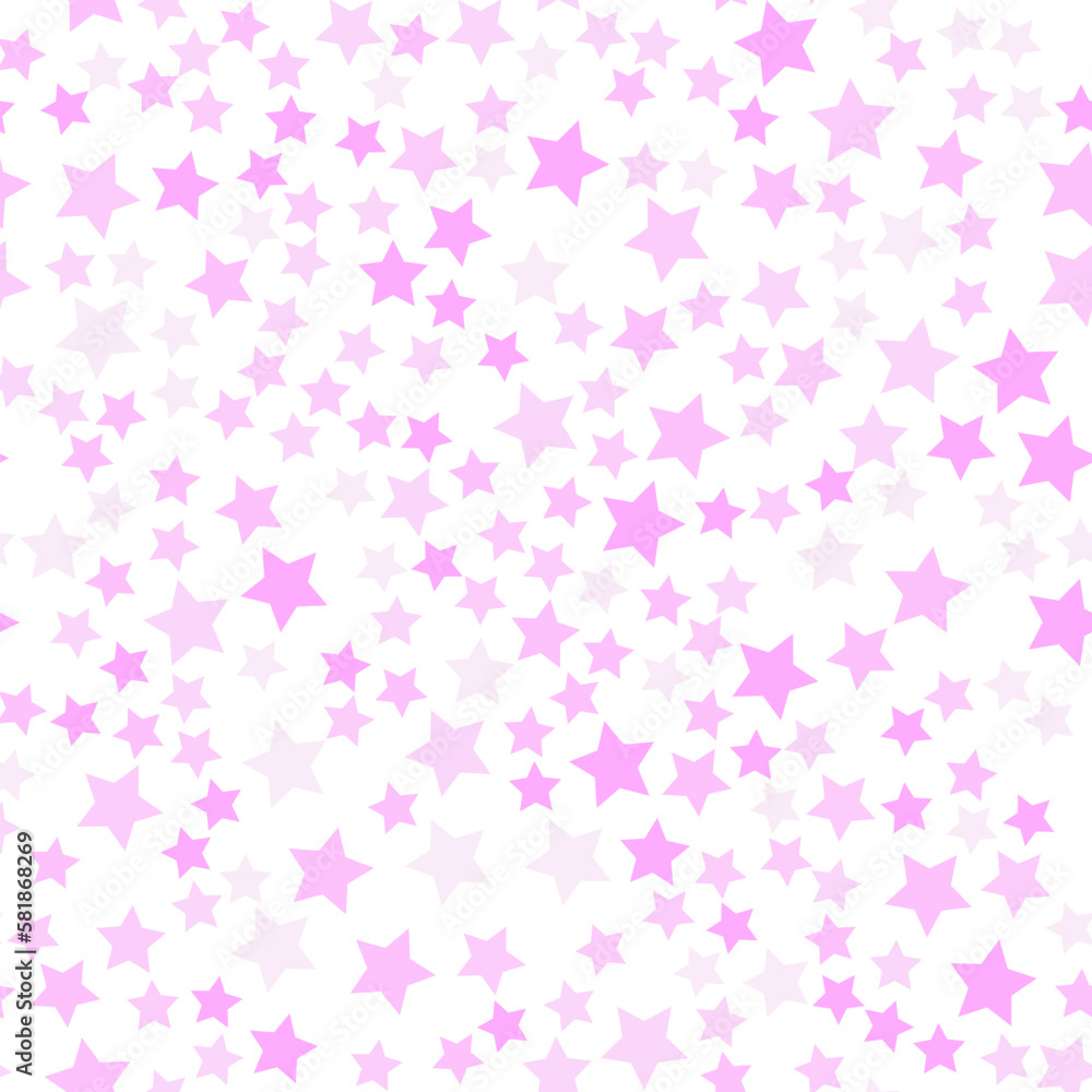Seamless repeating pattern of big and small stars in various shades of pink and purple color for fabric, textile, papers and other various surfaces Seamless repeating pattern of big and small stars in various shades of pink and purple color for fabric, textile, papers and other various surfaces