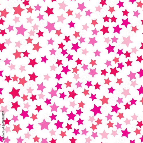 Seamless repeating pattern of red, pink, purple stars for fabric, textile, papers and other various surfaces