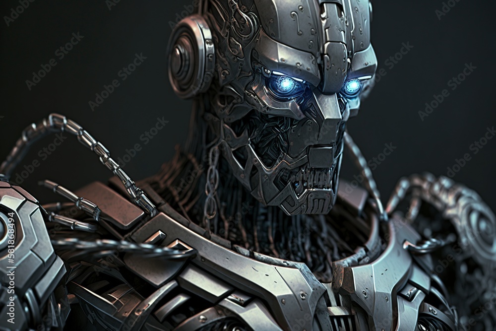 illustration, robot or cyborg artificial intelligence, generative ai illustration, robot or cyborg artificial intelligence, generative ai