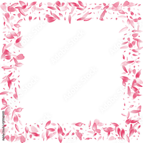 Pastel Sakura Petal Vector White Background. © Natallia