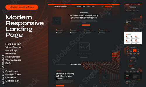 Modern red marketing and music full responsive landing page