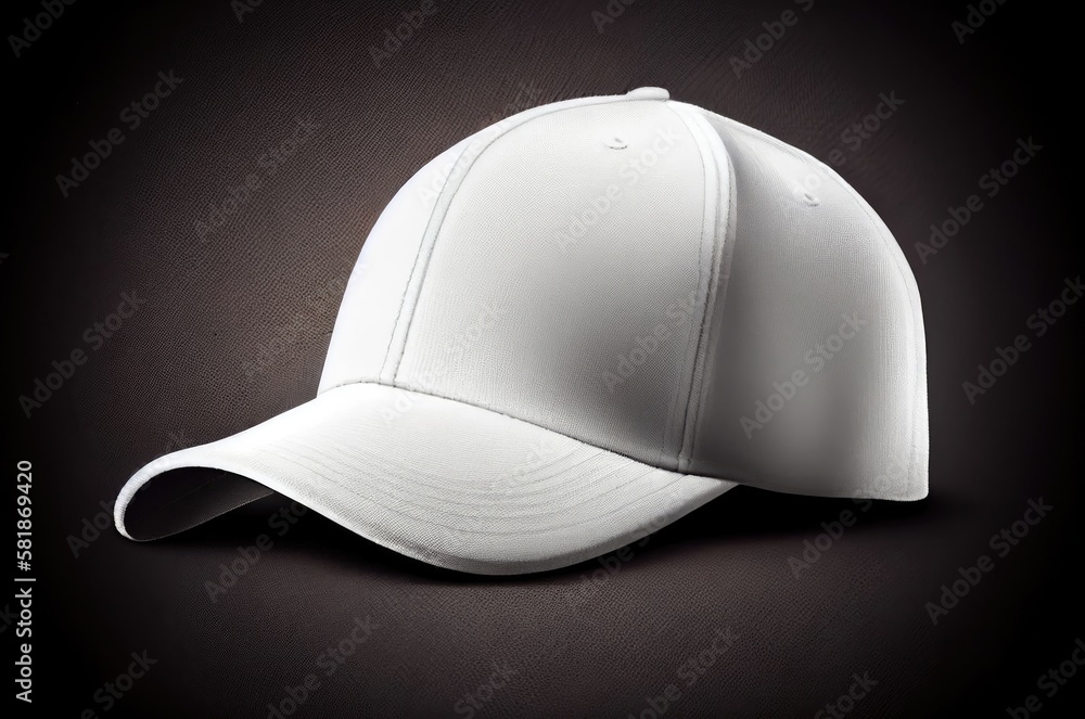 Fototapeta premium Dark Black Background White Golf Cap With Copyspace Generative AI