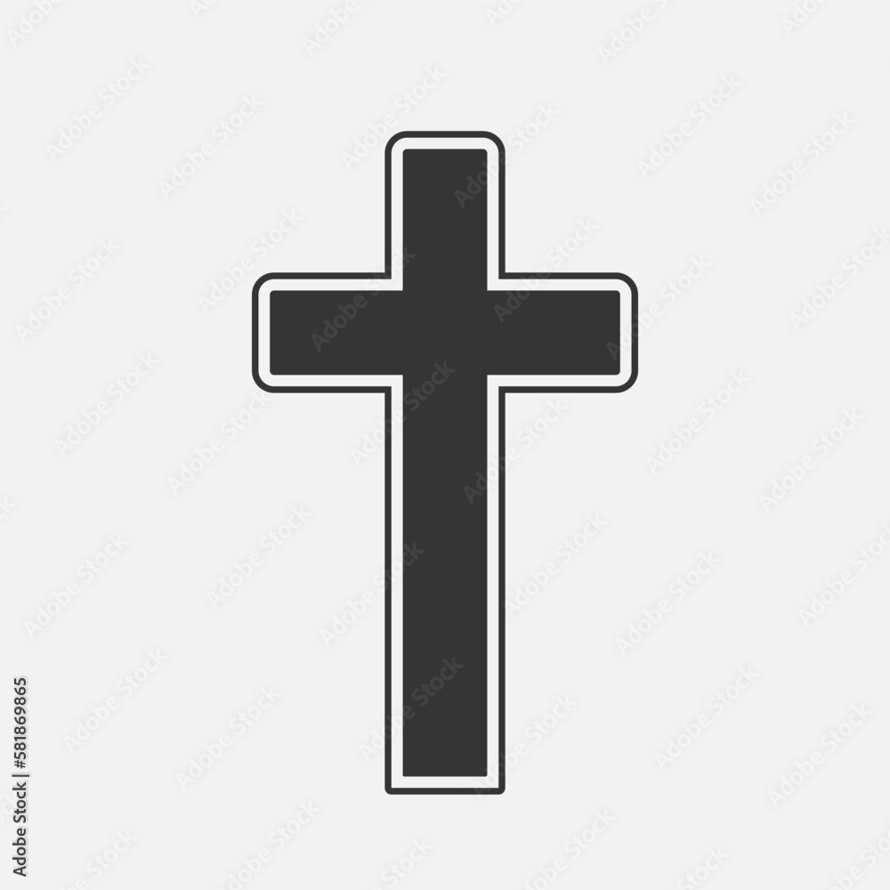 Religion cross icon. Symbol of christian or catholic church. Faith, God, Easter. Vector illustration on white background