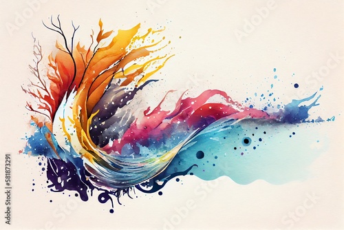 Watercolor Illustration of a Abstract Colorful Splash Illustration, Background With Waves, Illustration. Generative AI © Pixel Matrix