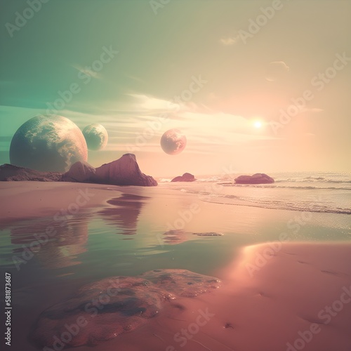 beach from different planets view