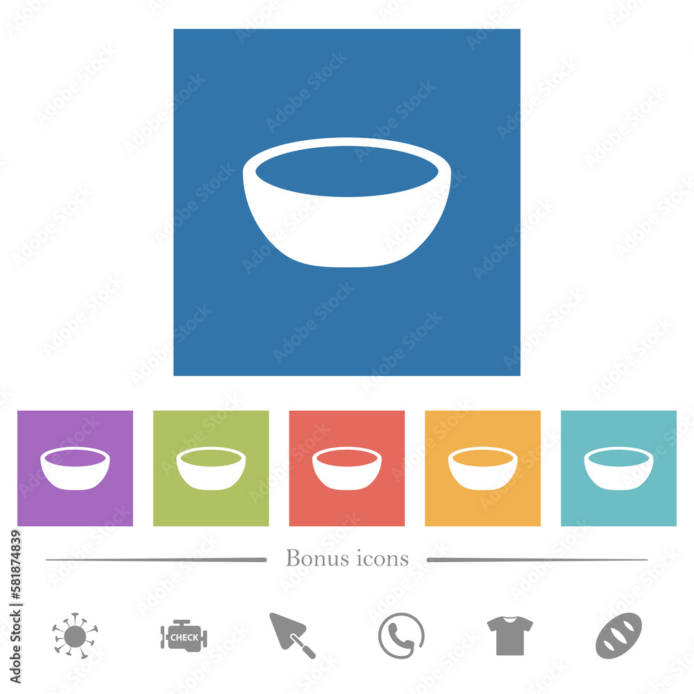 Bowl flat white icons in square backgrounds Bowl flat white icons in square backgrounds