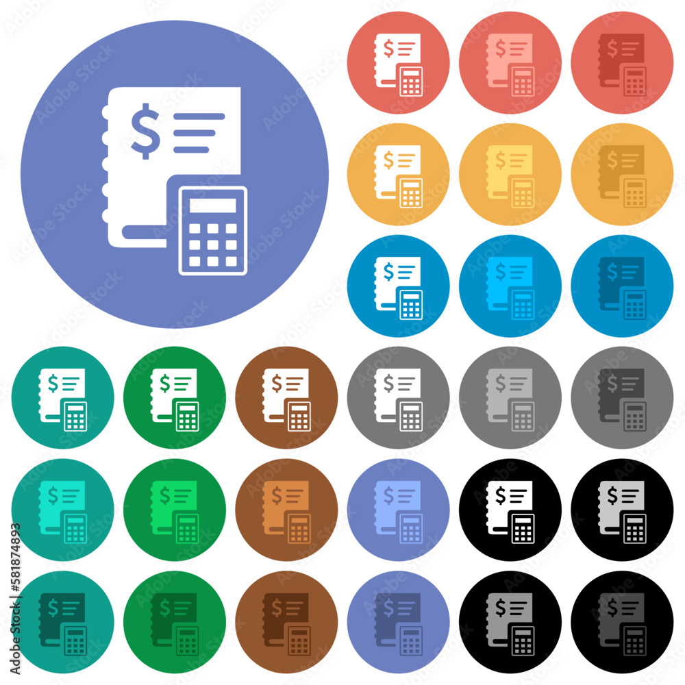 Dollar ledger round flat multi colored icons Dollar ledger round flat multi colored icons