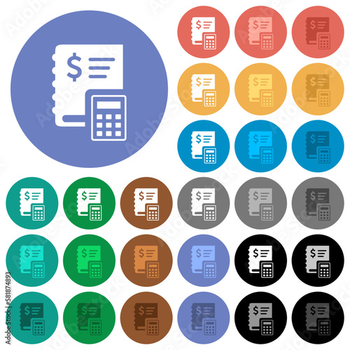 Dollar ledger round flat multi colored icons