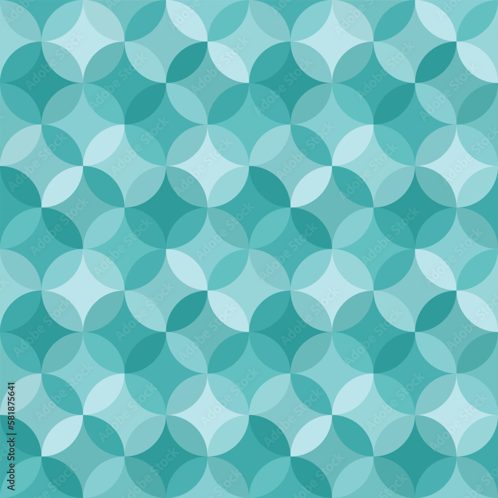 Blue Geometric Circles Seamless Vector Repeat Pattern