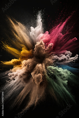 Festival colored powder explossion holy created with Generative AI technology