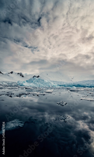 Snow and Glacier Landscape in Antarctica, Vertical Image