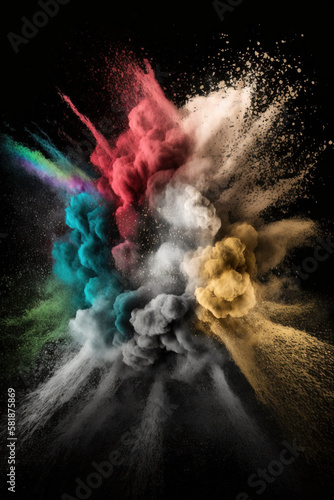 Festival colored powder explossion holy created with Generative AI technology