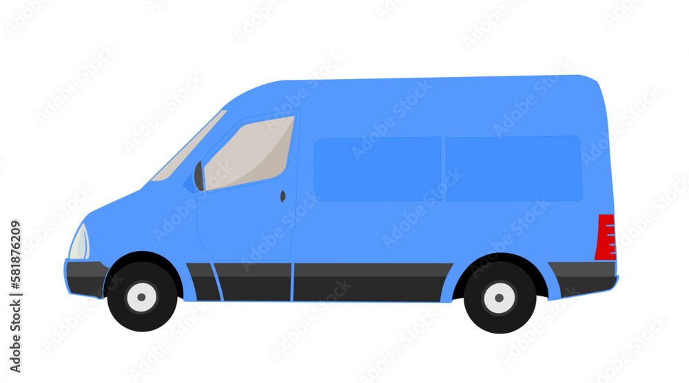 Сargo van isolated. Сargo van with side view. Vector flat style illustration.