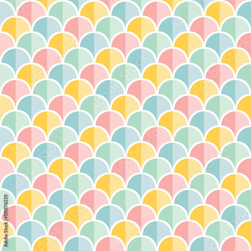 Pastel Scalloped Edge Scale Seamless Vector Repeat Pattern