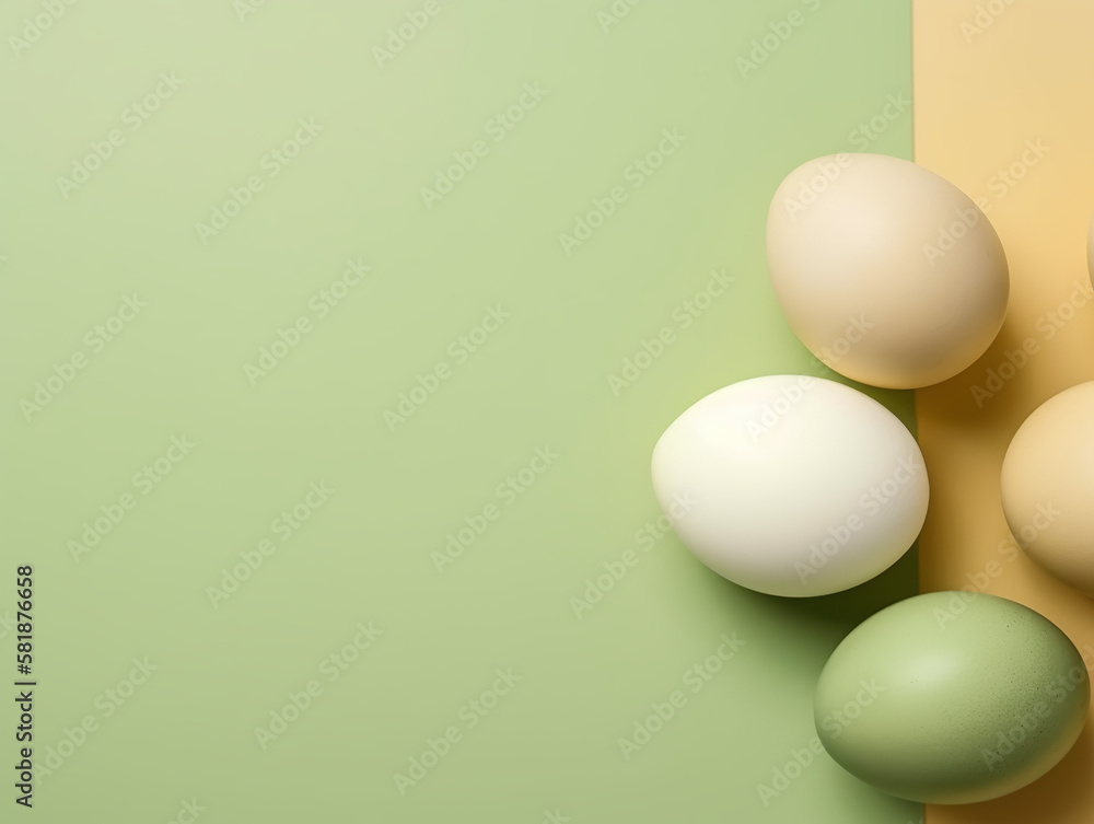 Eggs on a green and yellow background Eggs on a green and yellow background
