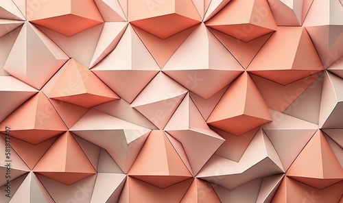  an abstract background of many different shapes and sizes of pink and white paper cubes, with a light orange center and a light pink center. generative ai