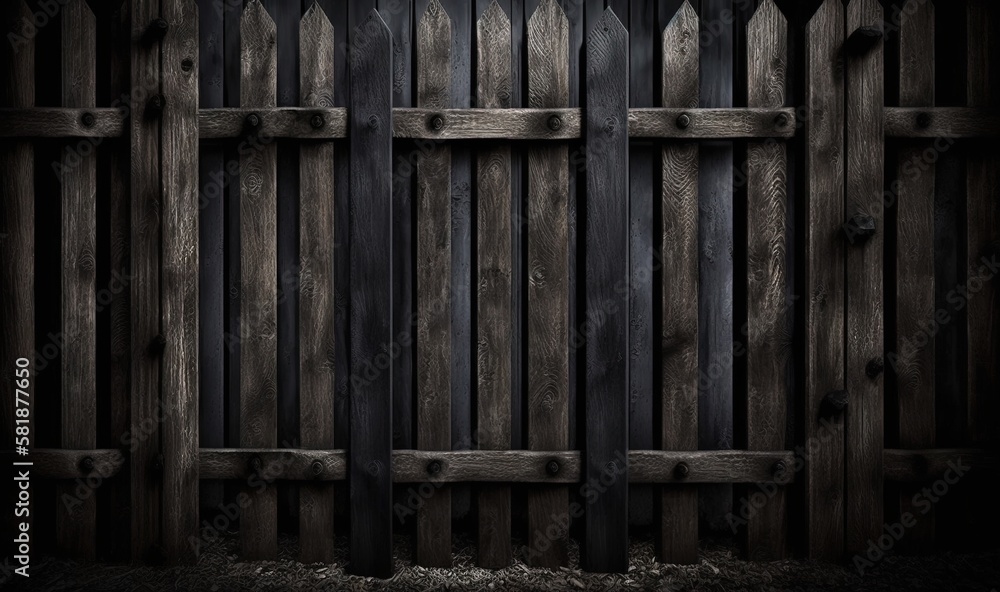 a wooden fence with a black background and a black background with a