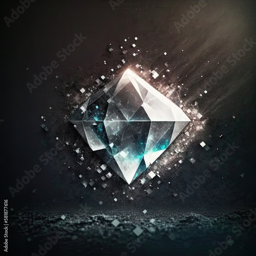 Diamond Gemstone Background - Gemstones Textures Backdrop Series - Diamond Wallpaper created with Generative AI technology © Sentoriak