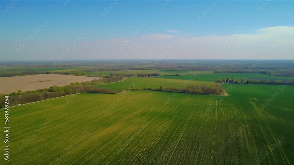 Aerial View of Rich Agricultural Land, Generative AI