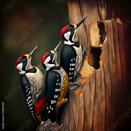 Woodpecker Habitats. Generative AI