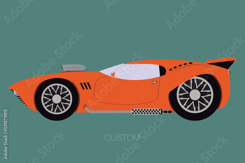 custom supercar flat design, fully editable