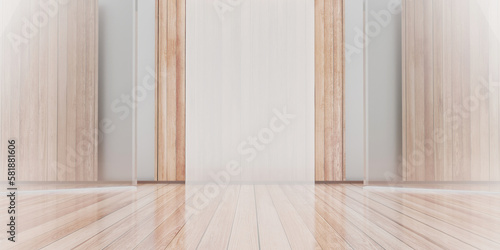 Wooden floor stage slatted backdrop old wood grain wall background 3d illustration