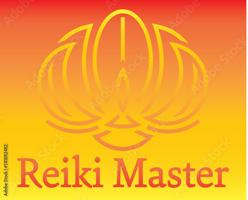 Template, element for logo design with lotus on the theme of spirituality. Reiki Ryoho tradition