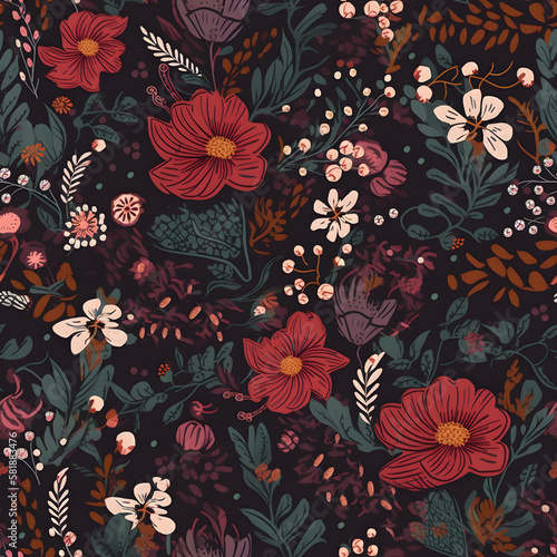 Perfectly Seamless Floral Pattern - Generative AI