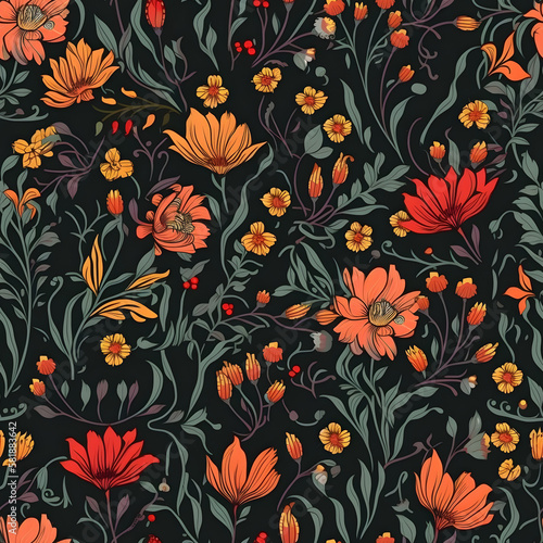 Perfectly Seamless Floral Pattern - Generative AI