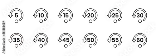 Set of stopwatch countdown clock set icon for timer for cooking, competition, sport template vector design
