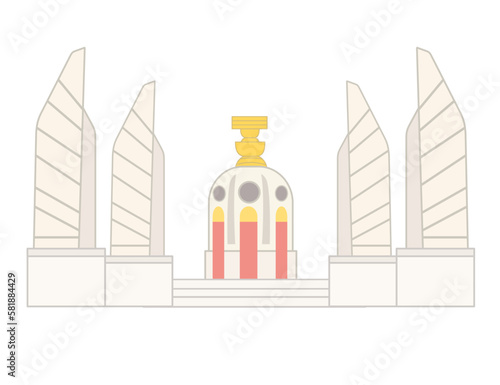 The Democracy Monument.Constitution Day in Thailand on December 10.Landmark in bangkok.Government and political.Thai national day.Election day concept.Flat design.Cartoon vector illustration.