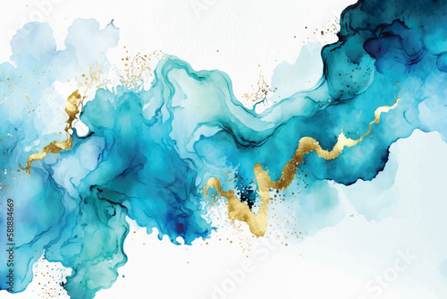 Abstract watercolor background with gold glitter © Turkan Rahimli