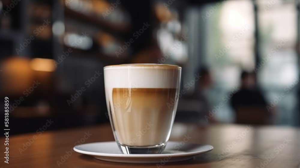 Layered coffee latte macchiato in a see through glass cup. AI Layered coffee latte macchiato in a see through glass cup. AI