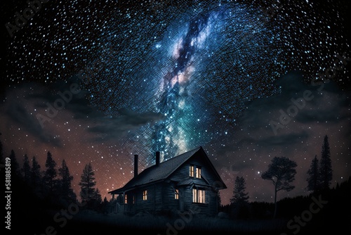 Wallpaper Mural illustration, perfect night sky, ai generative Torontodigital.ca