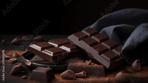 Dark chocolate bar. AI