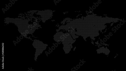 World map from particles  dots. Digital planet Earth.