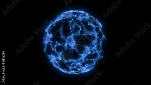 Abstract technology sphere background from lines and dots. Space geometrical backdrop