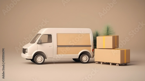Delivery truck, E-commerce concept, cargo, parcels, AI