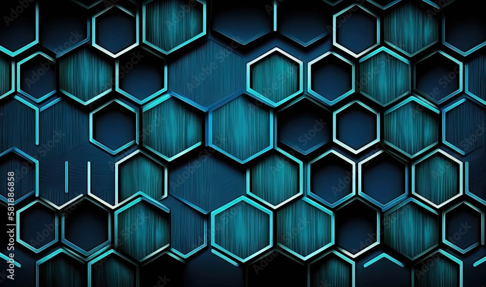 a dark blue background with a bunch of hexagonals on it and a blue light in the middle of the background that is a hexagonal structure. generative ai a dark blue background with a bunch of hexagonals on it and a blue light in the middle of the background that is a hexagonal structure. generative ai