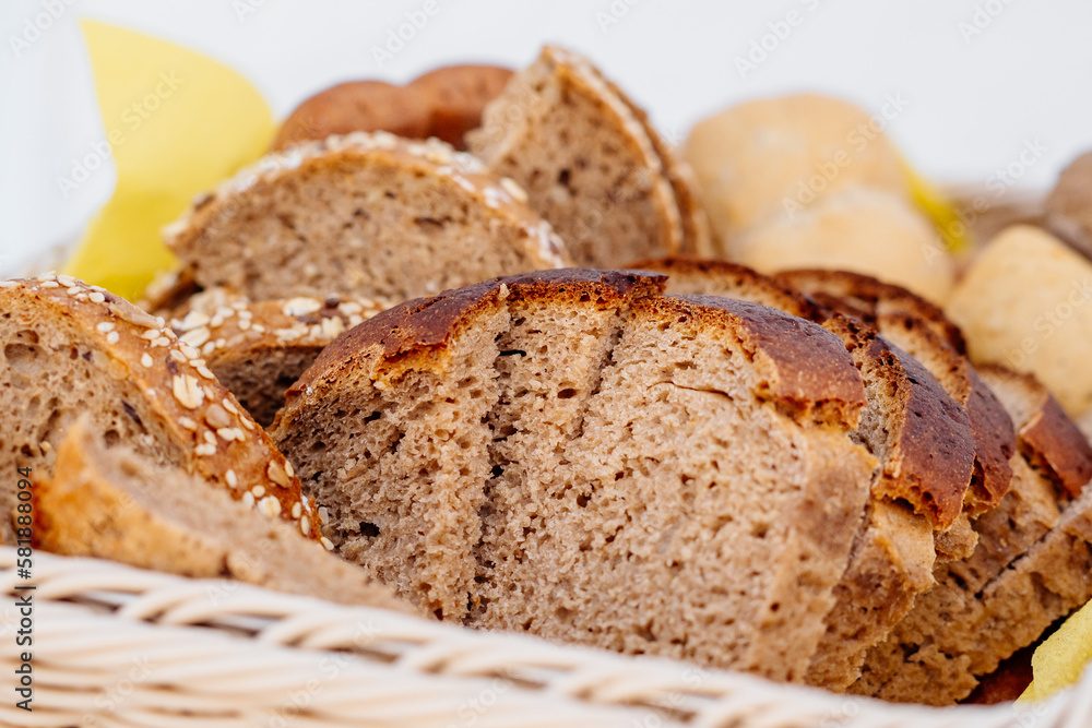 Vollkornbrot Nahaufnahme von Brotscheiben